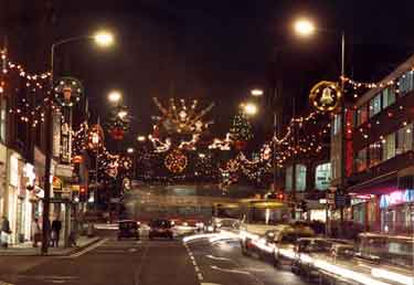 Christmas lights on Pinstone Street