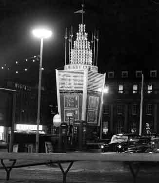 Christmas decorations in Fitzalan Square showing (left) No.11 Henry Wigfall and Son Ltd., television dealers