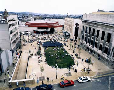 Tudor Square, with Crucible Theatre, Lyceum Theatre, Central Library