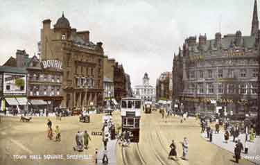 Town Hall Square showing (right) the Albany Hotel and the Yorkshire Penny Bank Ltd
