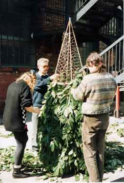 South Riding Folk Network. Constructing an artificial tree at 'Mayfest' event at Kelham Island Museum