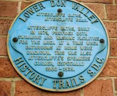 River Don History Trail Plaque marking the site of Attercliffe Road Baths