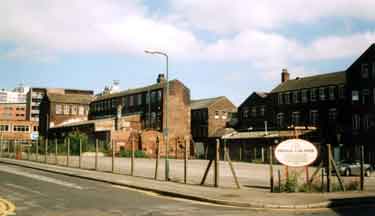 Junction of (right) Headford Street and (left) Egerton Street showing (centre right) Sykes Works