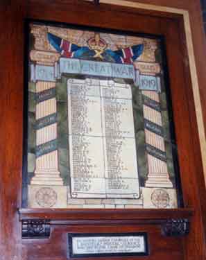 Roll of honour to Sheffield Post Office employees who died in the First World War prior to resiting fromGeneral Post Office, Fitzalan Square to Castle House, Angel Street