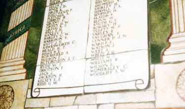 Detail of roll of honour to Sheffield Post Office employees who died in the First World War after resiting from General Post Office, Fitzalan Square to Castle House, Angel Street