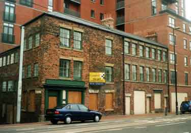 Former premises of Mortons cutlers, No. 100 West Street at junction with (left) Bailey Lane