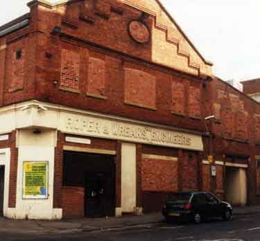 Former premises of Roper and Wreaks Ltd., engineers, Oval Works, No. 112 Arundel Street from the junction with Matilda Street