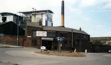 Effingham Road at the junction with Bernard Road showing (centre) Taylor Forgings, steel manufacturers and the Bernard Road waste management incinerator