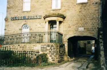 Entrance to the former residential part of Globe Works, Penistone Road (junction with Green Lane)