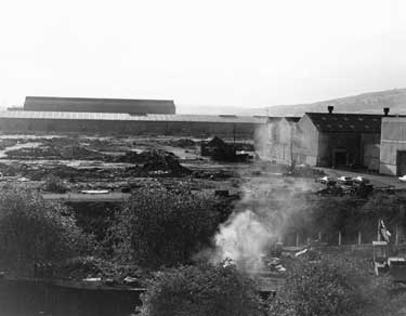 View from Tinsley Viaduct of the former Hadfield Co. Ltd., East Hecla Steelworks being demolished