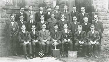 Green Moor Athletic football club, winners of the Chapeltown Charity Cup, 1915-1916. Photograph dated 1916