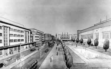 Perspective of the proposed development of The Moor by the City Architect's Department