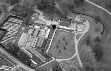 Aerial view of Hillsborough Park, off Middlewood Road, showing Hillsborough Library (top right) 