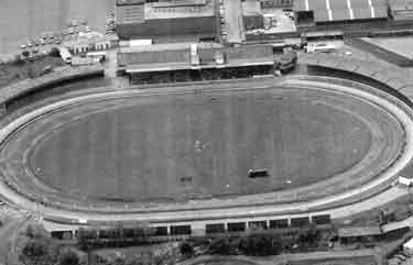 Aerial view of the Sheffield Sports Stadium (latterly Owlerton Stadium and Owlerton Greyhound Stadium), Penistone Road, Owlerton
