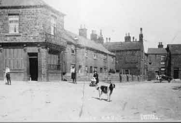Junction of (foreground) Luke Lane and (right) Rural Lane showing (left) J. W. Saxton, butchers and (centre right) The Wadsley Jack public house