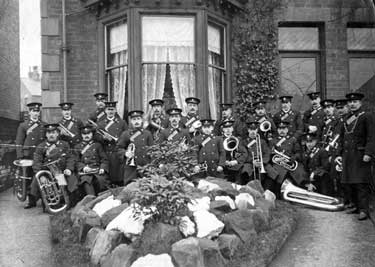 Unidentified brass band outside 56 Fieldhead Road