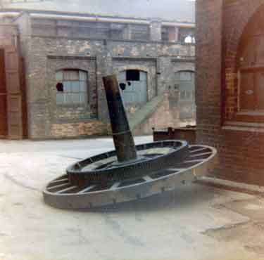 Vertical boring machine turntable, Vulcan Road, c. 1982 - 84, possibly resulting from the demolition of Hadfields Ltd