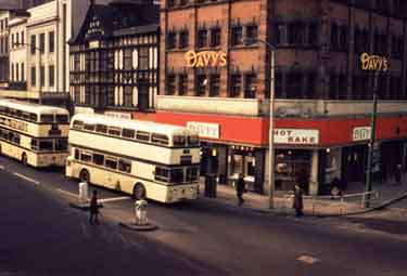 Buses on Haymarket showing (right) No. 21 Arthur Davy and Sons