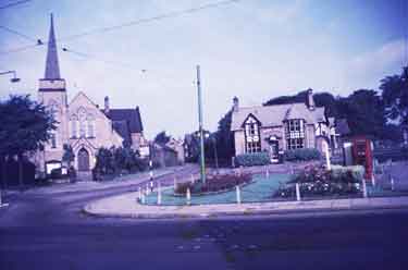 Millhouses Wesleyan Methodist Church and (right) Robin Hood Hotel, junction of Whirlowdale Road and Millhouses Lane