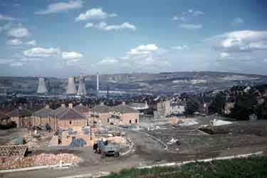 View of Neepsend from Walkley Lane showing (left) Neepsend Power Station and cooling towers