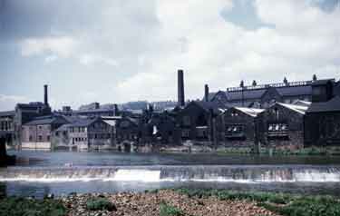 River Don as seen from Effingham Road showing (right) Wicker Goods Station
