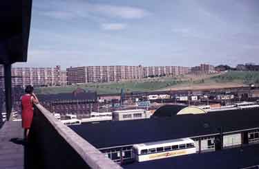 View from Arundel Gate across Pond Street Bus Station towards Park Hill Flats