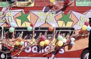 Sheffield Spectacular, carnival and parade - float for Bailey's nightclub (formerly the Cavendish), Bank Street