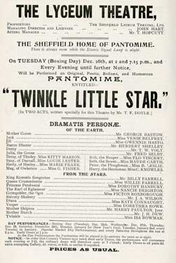 Advertisement for pantomime at Lyceum Theatre, December 1899