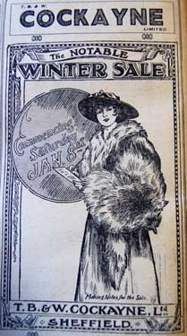 Advertisement for T. B. and W. Cockayne's winter sale 