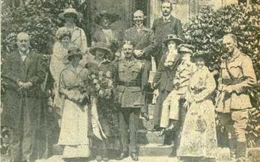 Wedding of 2nd Lieutenant Vivian S. Simpson (Sheffield City Battalion) and Miss M. M. Belcher daughter of Mr and Mrs J. F. Belcher of Broomfield at St Marks Church, Sheffield