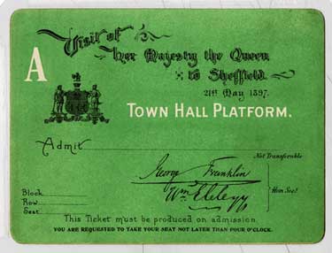 Ticket to Town Hall viewing platform for the visit of Queen Victoria