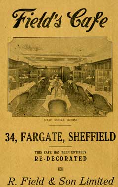 Advertisement for Field's Cafe, No. 34 Fargate