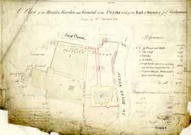 A Plan of the Houses, Garden and Ground in the Ponds held of the Earl of Surrey by James Matthewman