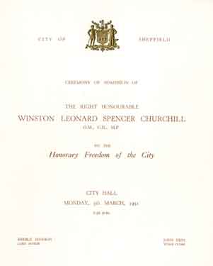 Cover of programme for the Ceremony of Admission of The Right Honourable Winston Leonard Spencer Churchill to the Honorary Freedom of the City