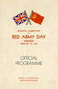 Cover of Official Programme for the Regional Celebration of Red Army Day at Sheffield