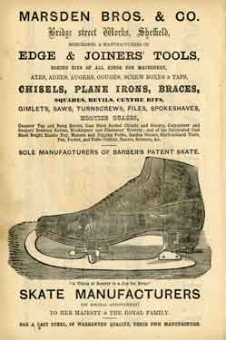 Advertisement for Marsden Brothers and Co., tool manufacturers, Bridge Street Works