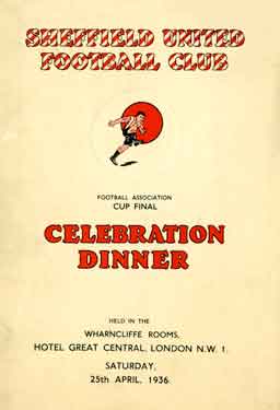 Cover of Football Association [FA] Cup Final celebration dinner programme - Sheffield United Football Club