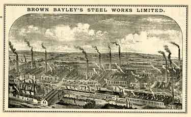 Advertisement for Brown Bayleys Steel Works Ltd. (illustration), Milner Road, Attercliffe