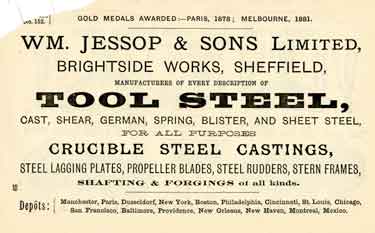 Advertisement for William Jessop and Sons Ltd., Brightside Works, Brightside Lane