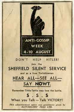 Sheffield Information Committee / Ministry of Information - Anti Gossip Week, 4-10 August 1940