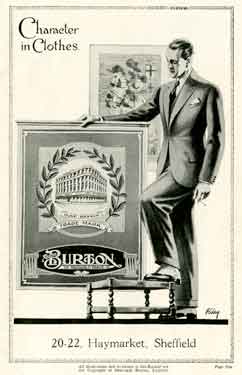 Advertisement for Burtons clothes, available at 20-22 Haymarket