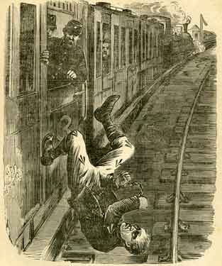 Charles Peace or The Adventures of a Notorious Burglar: Peace's leap from the train