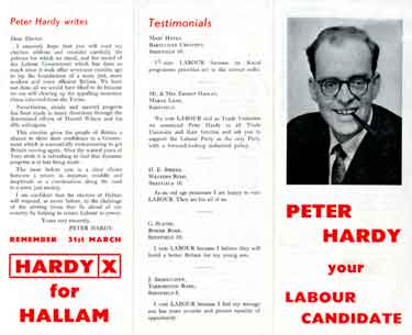 General Election flier: Peter Hardy your Labour candidate for Hallam, Sheffield