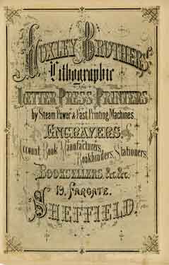 Advertisement for Loxley Brothers, printers and engravers, etc., No. 19 Fargate