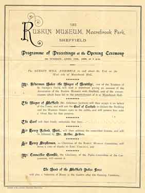 The Opening of the Ruskin Museum at Meersbrook Hall, Sheffield on April 15th, 1890; supplement to Igdrasil, May, 1890