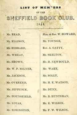 List of members of the Sheffield Book Club