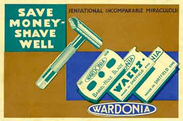 Advertisement for 'Wardonia' safety razors manufactured by Thomas Ward and Sons