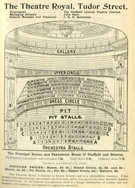 Theatre Royal, Tudor Street, Sheffield, seating plan