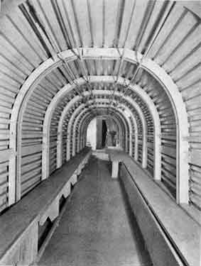Edmund Road Depot - a section of the steel lined tunnel shelter (connecting with the Duty Room)