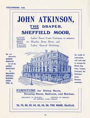 Advertisement for John Atkinson, The Draper, The Moor